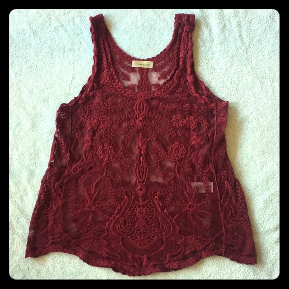 Burgundy Sexy Crochet Lace Top - Picture 5 of 8